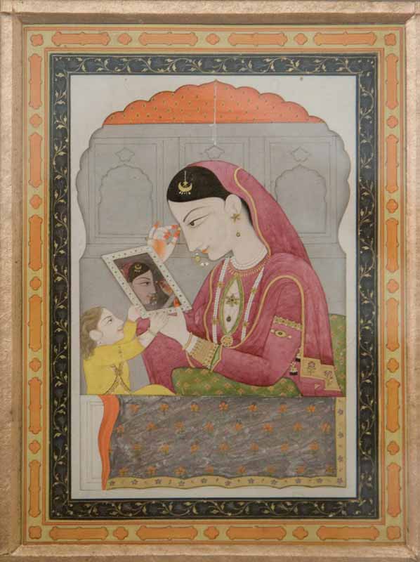 Woman-Applying-Bindi-to-her-Forehead-(18th-c)